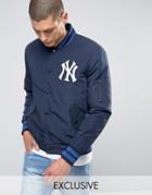 Majestic Yankees Bomber Jacket Exclusive To Asos - Navy