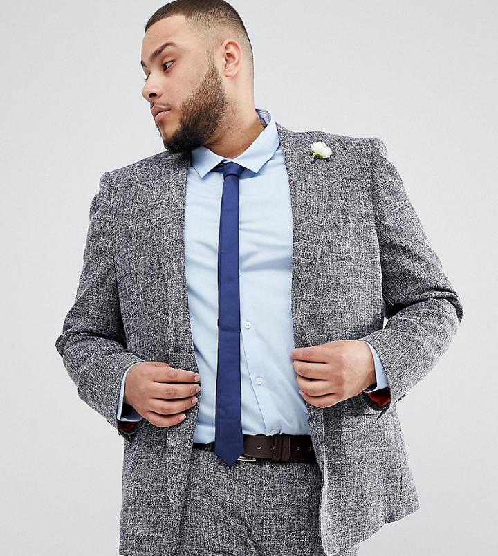 Gianni Feraud Plus Skinny Fit Nepp Suit Jacket-navy