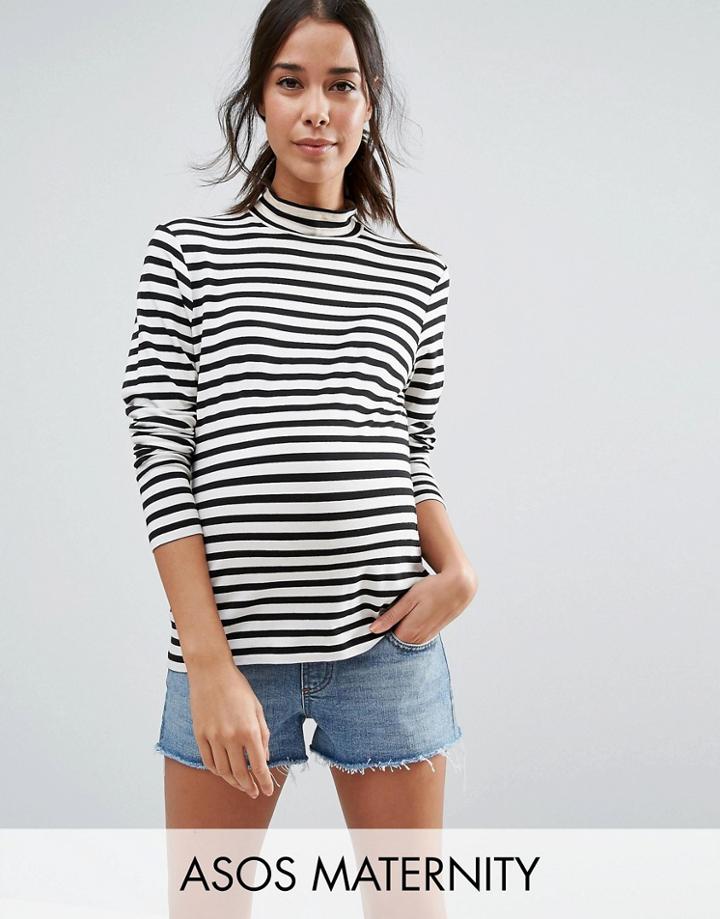 Asos Maternity Denim Short In Oxford Wash - Blue