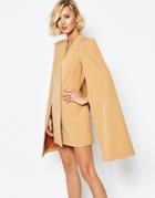 Lavish Alice Split Back Cape Dress - Camel