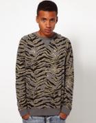 Asos Sweatshirt With Animal Print-gray