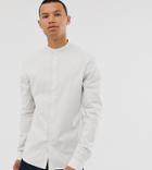 Asos Design Tall Slim Fit Shirt Ecru & Navy Stripe Shirt - Cream