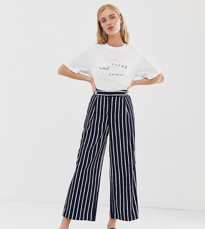 Monki Stripe Cropped Pants Two-piece In Navy
