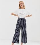 Monki Stripe Cropped Pants Two-piece In Navy