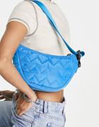 Topshop Nylon Quilted Shoulder Bag-blue