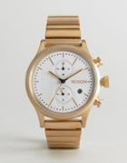 Nixon Station Chronograph Bracelet Watch In Gold - Gold