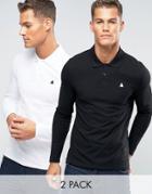 Asos 2 Pack Muscle Polo In Pique With Long Sleeve - Multi