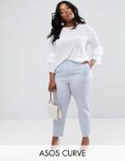 Asos Curve Linen Cigarette Pant - Silver