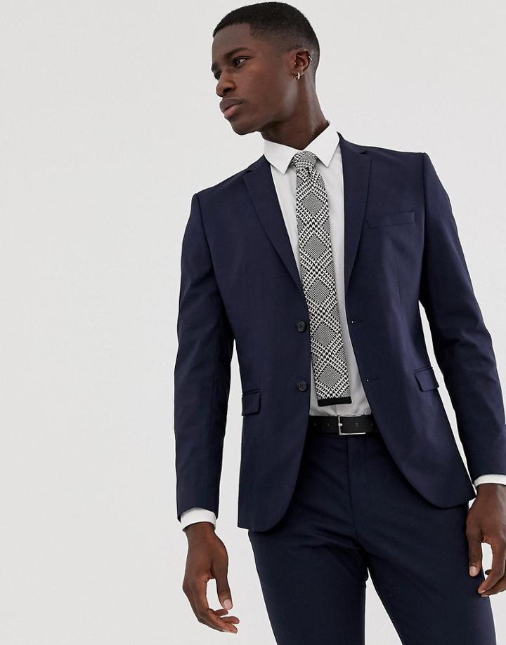 Selected Homme Slim Fit Stretch Suit Jacket In Navy