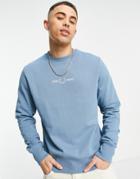Fred Perry Embroidered Crew Neck Sweatshirt In Blue