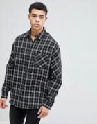 Boohooman Drop Shoulder Shirt In Black Check - Black