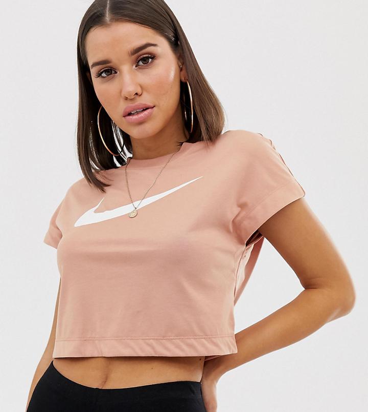 Nike Rose Gold Swoosh Crop T-shirt