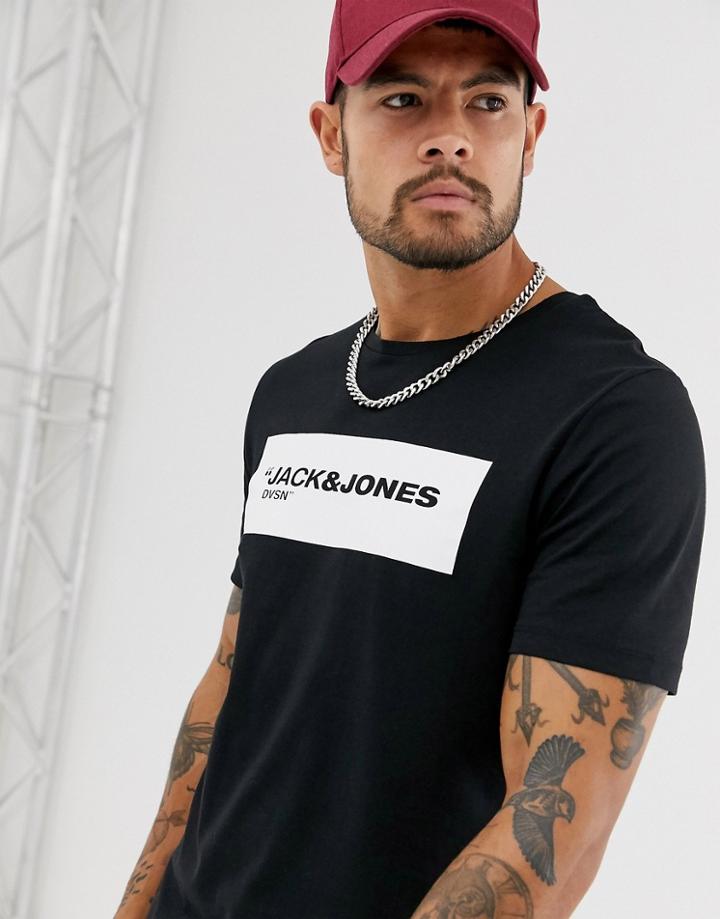 Jack & Jones Core Printed Logo T-shirt In Black - Black