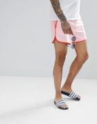 Asos Runner Swim Shorts In Pink With Red Binding In Short Length - Pink
