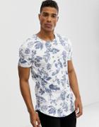 Jack & Jones Premium T-shirt In All Over Tropical Print In White