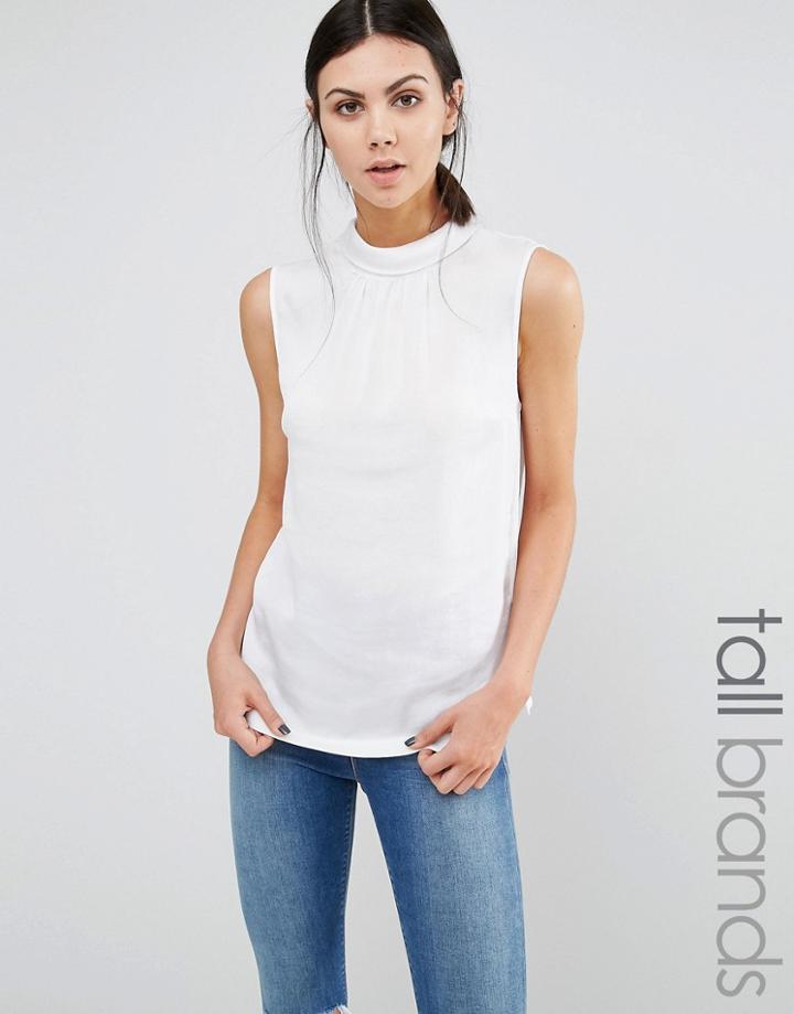 Y.a.s Tall Freja High Neck Blouse - White