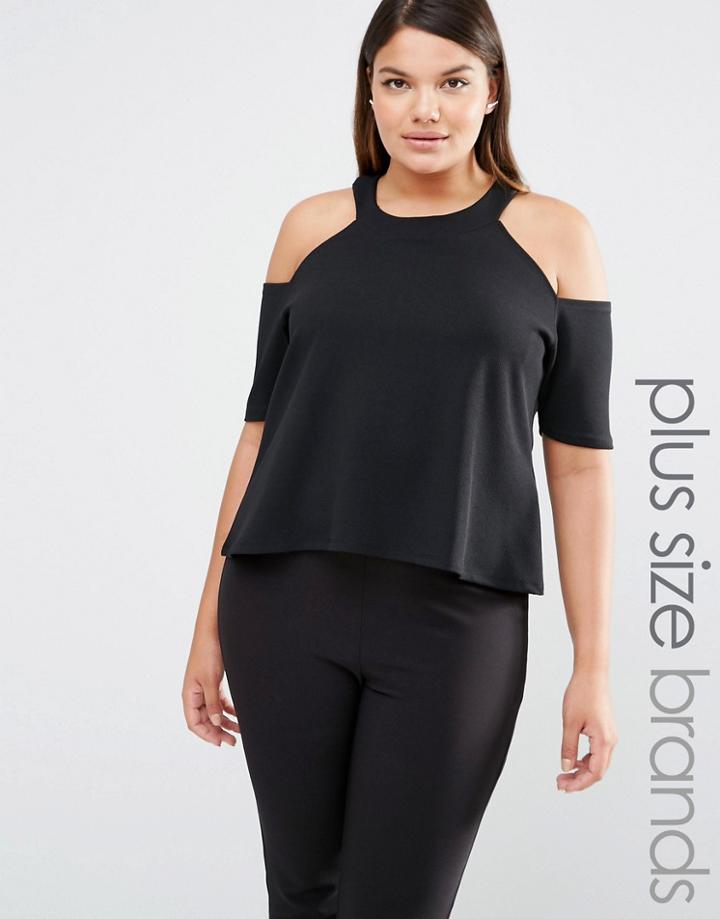 Pink Clove Cold Shoulder Jersey Top - Black