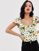 Oasis Shirt With Square Neck In Citrus Print - Multi