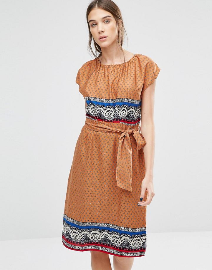 Trollied Dolly Elastic Fantastic Ditsy Print Dress - Orange