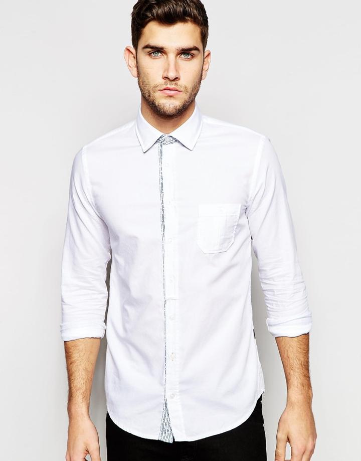 Boss Orange Oxford Shirt In Slim Fit - Gray