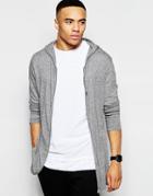 Asos Longline Knitted Zip Through Hoodie - Gray Twist
