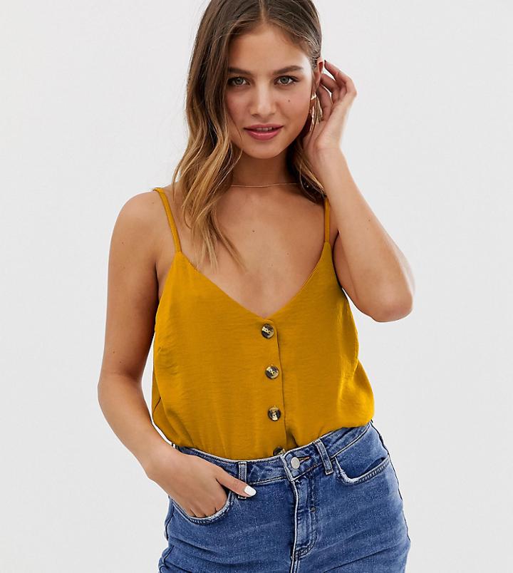 New Look Button Through Cami In Dark Yellow