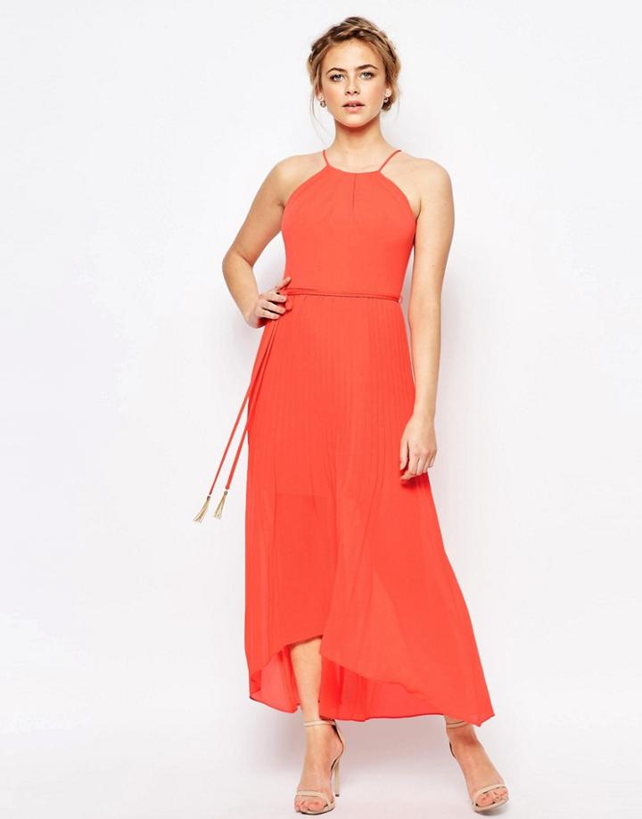 Coast Mauritius Pleated Maxi Dress - Orange