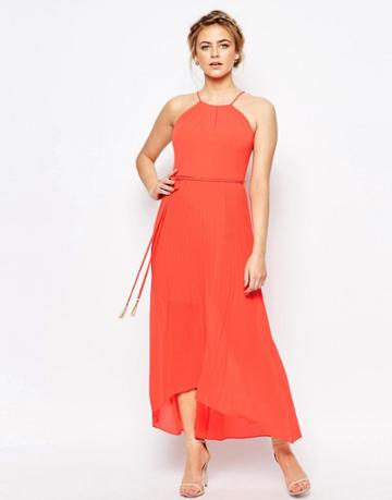 Coast Mauritius Pleated Maxi Dress - Orange