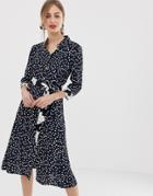 Emme Floral And Spot Midaxi Tie Dress - Navy