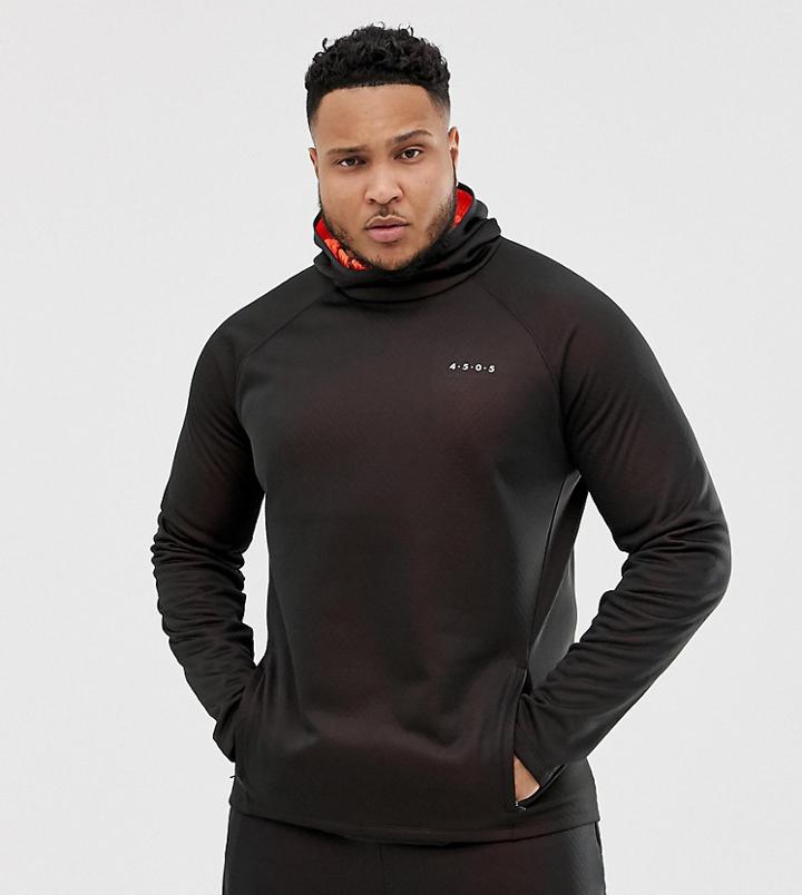 Asos 4505 Plus Hoodie With Bonded Inner Fleece-black