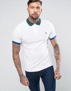 Fred Perry Slim Pique Polo Color Block Trims In White - White
