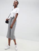 Asos Design Tie Waist Culottes In Houndstooth - Multi