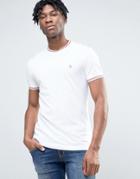 Original Penguin Pique Ringer T-shirt Tipped Slim Fit In White - White