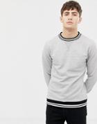 Another Influence Knitted Rib Stripe Crew Neck Sweat - Gray