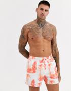 Asos Design Two-piece Swim Shorts With Safari Print In Orange In Short Length-multi