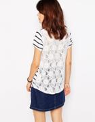 Brave Soul Stripe Lace Back T-shirt