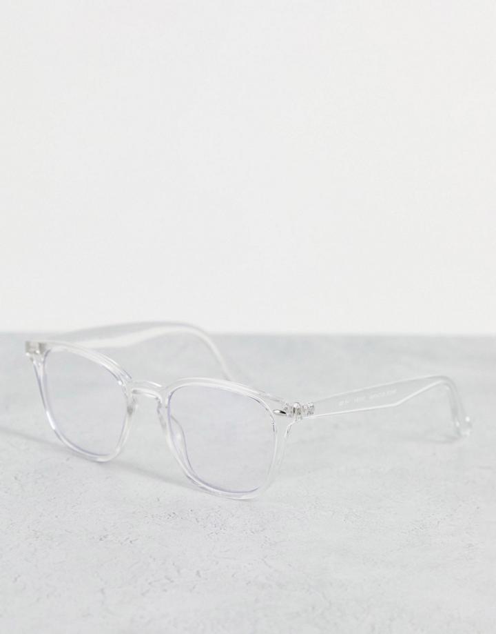 Aj Morgan Blue Light Round Glasses In Clear