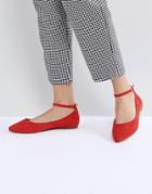 Faith Allie Red Pointed Flat Shoes - Red