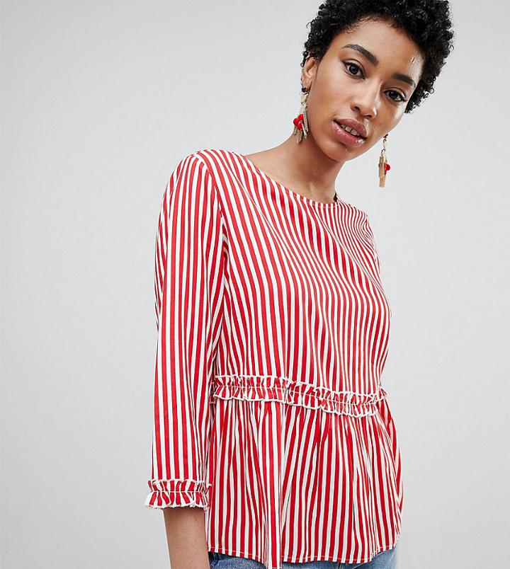 Vero Moda Tall Striped Frill Blouse - Multi