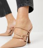 Asos Design Wide Fit Wynter Padded High Heeled Shoes In Beige-neutral