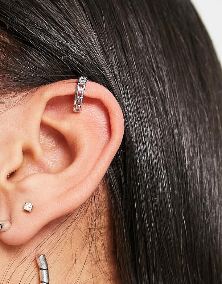 Topshop Curb Chain Ear Cuff In Silver
