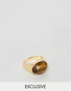 Designb Tigers Eye Stone Ring In Gold - Gold