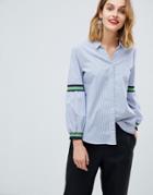 Esprit Stripe Detail Contrast Shirt - White
