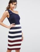 Ted Baker Hilila Stripe One Shoulder Dress - Navy