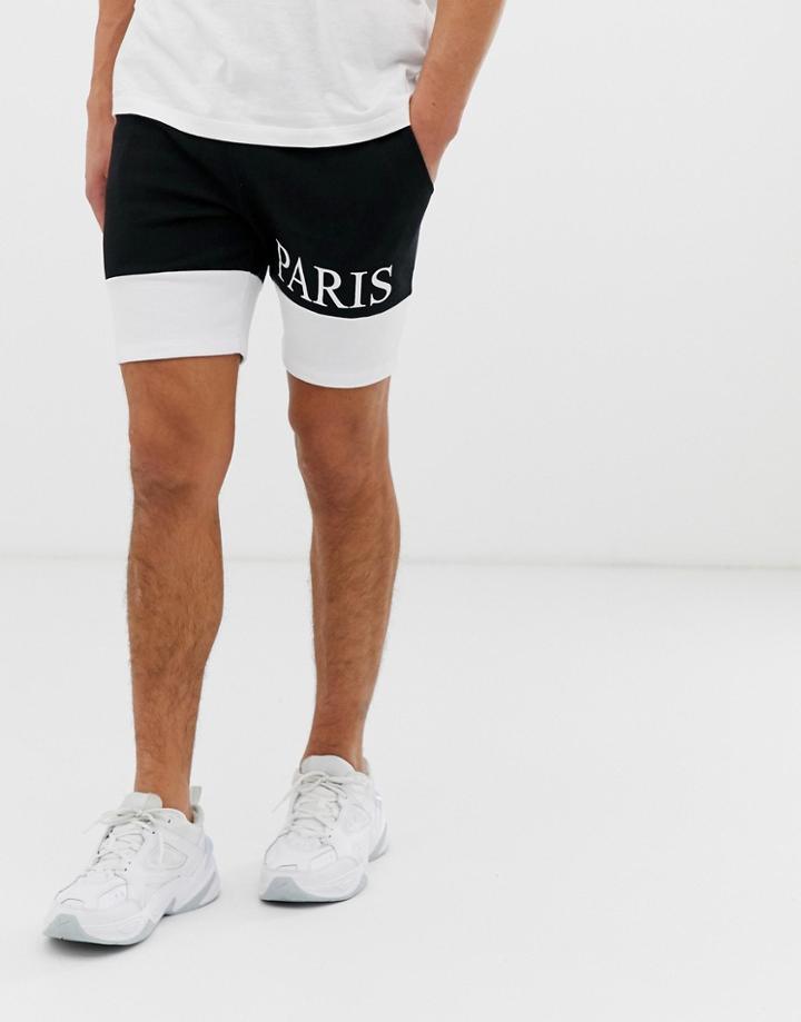 Asos Design Short With Text Print - Black