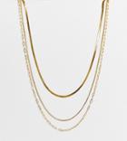 Asos Design 14k Gold Plated Multirow Necklace With Fine Crystal Chains