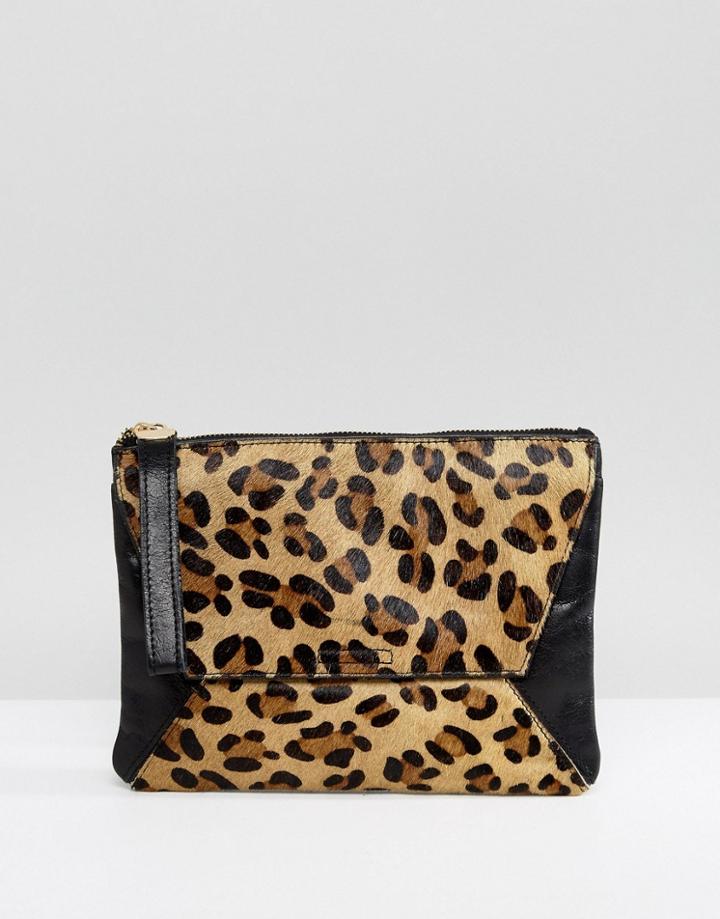 Oasis Leopard Printed Clutch Bag - Multi