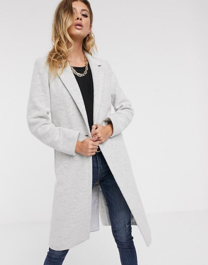 Helene Berman Single Button College Coat In Wool Blend-gray