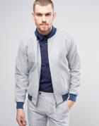 Gianni Feraud Pastel Stripe Seersucker Bomber Jacket - Blue