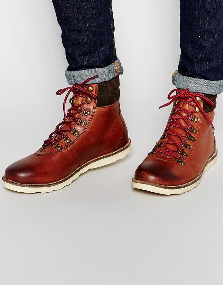 Asos Boots In Tan Leather With Hiker Styling - Tan